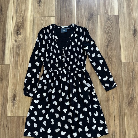 Anthropologie Maeve womens benet black white heart dress size small - Picture 2 of 5